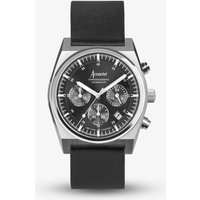 Accurist Accurist Origin Men's Chronograph Watch | Silver Case & Black Leather Strap with Black Dial | 41mm