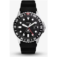 Fossil Blue Mens Black Sillicone GMT Watch FS6036