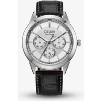 Citizen Eco-Drive Men's Silver Dial Black Leather Strap Watch