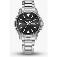 Citizen Mens Eco Drive Silver Tone Black Dial Watch BM8180-62E