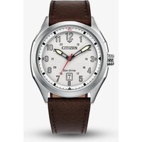 Citizen Mens Eco-Drive Terra Force Brown Leather Strap Watch AW1890-19B