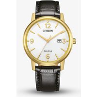 Citizen Mens White Dial Black Leather Strap Watch BM6756-01A
