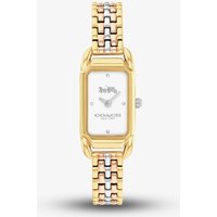 Coach Gold 3 Tone Cadie White Rectangular Dial Watch - Gold