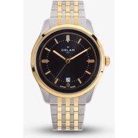 Orlam Mens Pulse Black Dial Two Colour Bracelet Watch ORDYBPU007