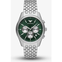 Emporio Armani AR11581 Chronograph Quartz Watch - Stainless Steel, Green Sunray Dial, 41mm, Water-Resistant + 1-Year Warranty Included | Wowcher