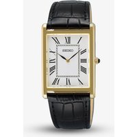 Seiko Mens Classic Gold Tone Black Leather Strap Watch SWR104P1