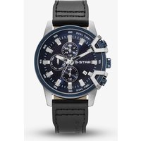 G-STAR Mens Bend3D Blue Dial Black Leather Strap Watch GSW.505.02