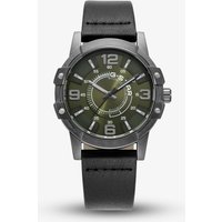 G-STAR Mens Constructed Green Dial Black Leather Strap Watch GSW.506.04