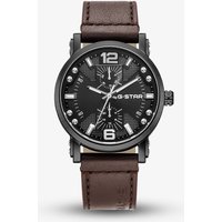 G-STAR Mens Rovic Black Dial Brown Leather Strap Watch GSW.509.03