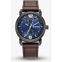 G-STAR Mens Rovic Blue Dial Brown Leather Strap Watch GSW.509.04
