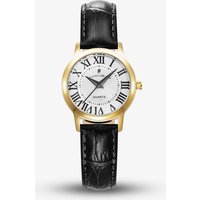 Jacques du Manoir Ladies Genesis Silver Dial Black Leather Strap Watch JWL04905