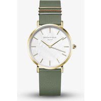 ROSEFIELD Ladies West Village White Mother of Pearl Green Leather Strap Watch WFGG-W85