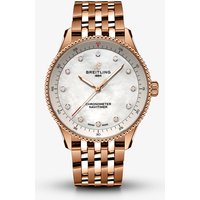 Breitling Ladies Navitimer 32 18ct Rose Gold White Mother Of Peal Diamond Dial Watch R77320E61A1R1