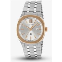 Gucci Ladies 25H Rose Gold Bezel Silver Dial Watch YA163508