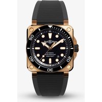 Bell & Ross Mens Limited Edition BR-03 Diver Bronze Case Rubber Strap Watch BR03A-D-BL-BR/SRB