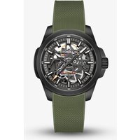 NORQAIN Independence Skeleton Green Rubber Strap Watch N3008.07B01.G01.R01