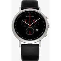 Bering Mens Black Chronograph Leather Strap Watch 10540-402