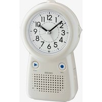 Seiko Clocks White Plastic Desk Recordable Alarm Clock QHE158L