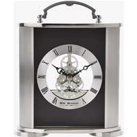 WM Widdop Silver and Black Skeleton Mantel Clock W2920