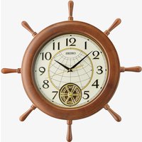 Seiko Wooden Maritime Style Rotating Pendulum Wall Clock QXC242B