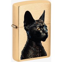 Zippo Brushed Brass Egyptian Cat Design Lighter 46616
