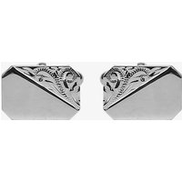 Sterling Silver Engraved Cut Corner Rectangular Engravable Cufflinks 70-6012