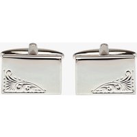 Rectangular Engraved Leaf Design Engravable Cufflinks 90-9008