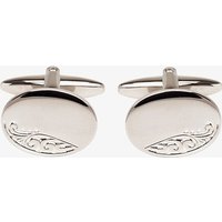 Oval Engraved Leaf Design Engravable Cufflinks 90-9009