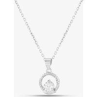 T.H.Baker Women's Silver Cubic Zirconia Circle Necklace (GWP) E613264P