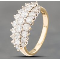 Second Hand 9ct Yellow Gold Cubic Zirconia Three Row Ring 41102570