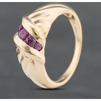 Second Hand 14ct Yellow Gold Ruby Twist Shoulders Design Five Stone Ring 41102784