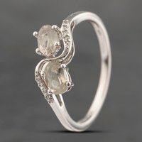 Second Hand 9ct Yellow Gold Topaz & Cubic Zirconia Crossover Ring 41103618
