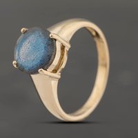 Second Hand 9ct Yellow Gold Blue Moonstone Single Stone Dress Ring 41103727