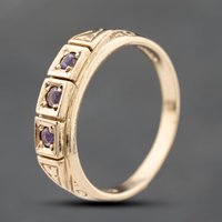 Second Hand 9ct Yellow Gold Amethyst Four Stone Ring 41103811
