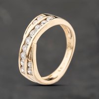 Second Hand 9ct Yellow Gold Cubic Zirconia Channel Set Crossover Ring 41103824