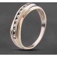 Second Hand 9ct White Gold Cubic Zirconia Crossover Half Eternity Ring 41104203