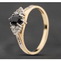Second Hand 9ct Yellow Gold Sapphire & Cubic Zirconia Cluster Ring 41104235