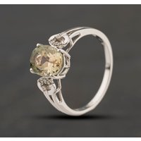 Second Hand 9ct White Gold Green Beryl & White Topaz Dress Ring 41104368