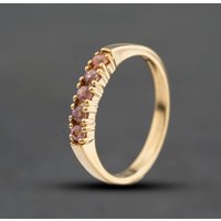 Second Hand 9ct Yellow Gold Fancy Coloured Pink Sapphire Five Stone Ring 41104427