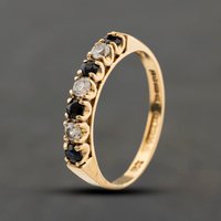 Second Hand 9ct Yellow Gold Sapphire & Cubic Zirconia Half Eternity Ring 41104434