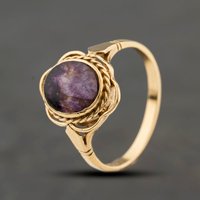 Second Hand 9ct Yellow Gold Blue John Oval Dress Ring 41104463
