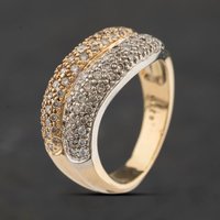 Second Hand 9ct Two Colour Gold 0.25ct Diamond Pave Set Wave Dress Ring 41104503