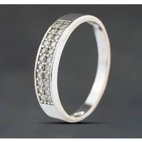 Second Hand 9ct White Gold Cubic Zirconia Two Row Half Eternity Ring 41104535