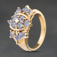 Second Hand 9ct Yellow Gold Tanzanite Fancy Cluster Ring 41104555
