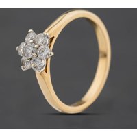 Second Hand 9ct Yellow Gold Cubic Zirconia Seven Stone Cluster Ring 41104608