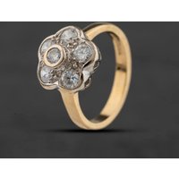 Second Hand 9ct Yellow Gold Cubic Zirconia Seven Stone Cluster Ring 41104665