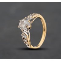 Second Hand 9ct Yellow Gold Cubic Zirconia Six Claw Solitaire Ring 41104702