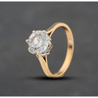 Second Hand 9ct Yellow Gold Cubic Zirconia Large Six Claw Solitaire Ring 41104713
