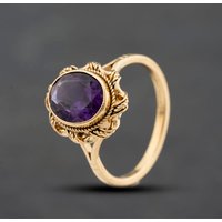 Second Hand 9ct Yellow Gold Amethyst Oval Rope Edge Dress Ring 41104722