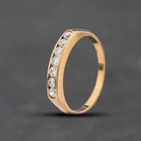 Second Hand 9ct Yellow Gold Cubic Zirconia Channel Set Half Eternity Ring 41104759